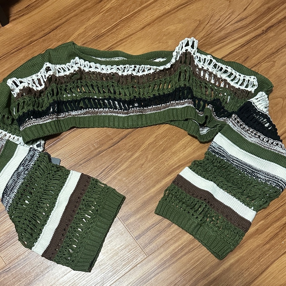 Green and Brown Knit Sweater